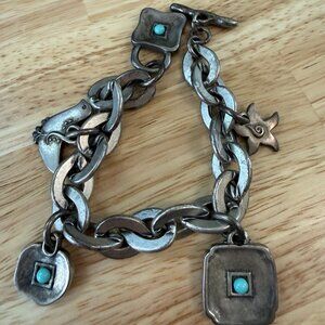 Silver & turquoise artisan bracelet